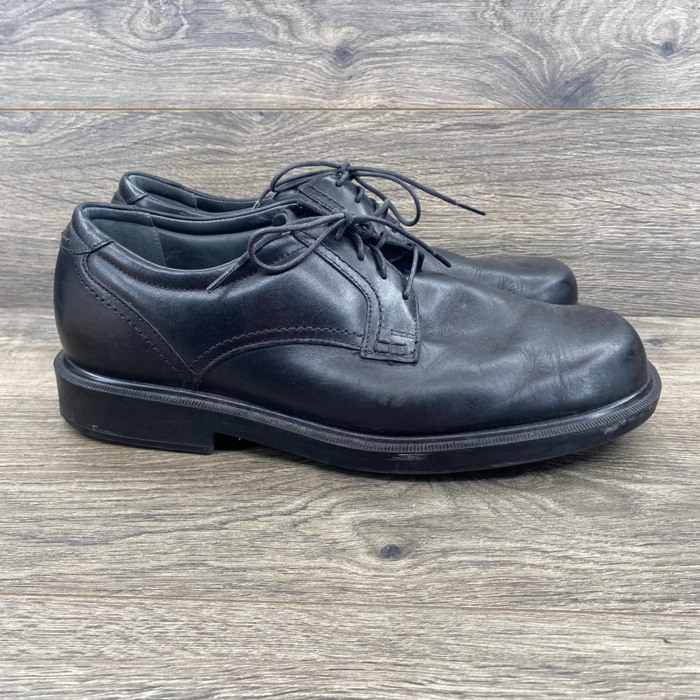 Rockport Derby Dress Shoes Mens 11 W Black Leather Plain Toe Lace Up D0968082